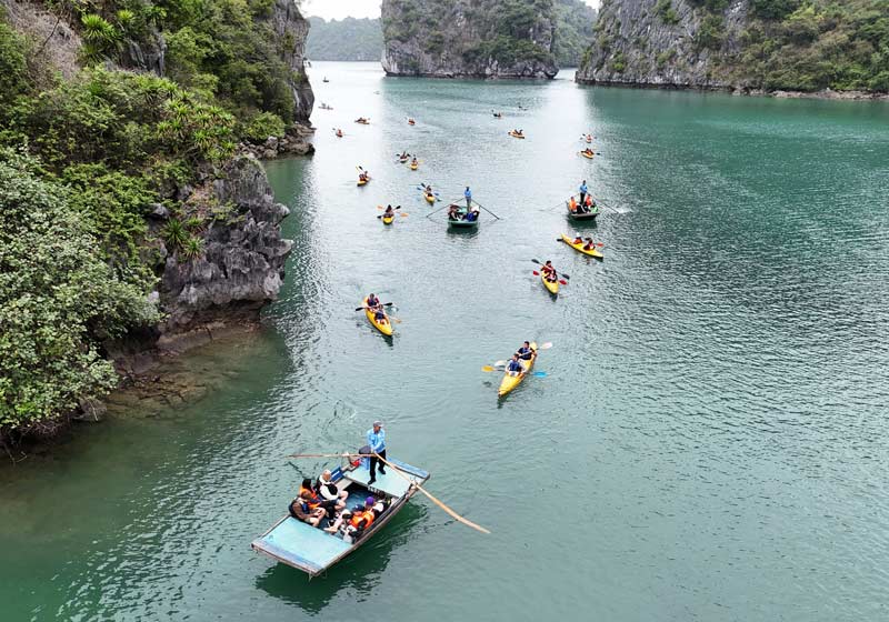 Kayaking in Lan Ha Bay from Hanoi day tour