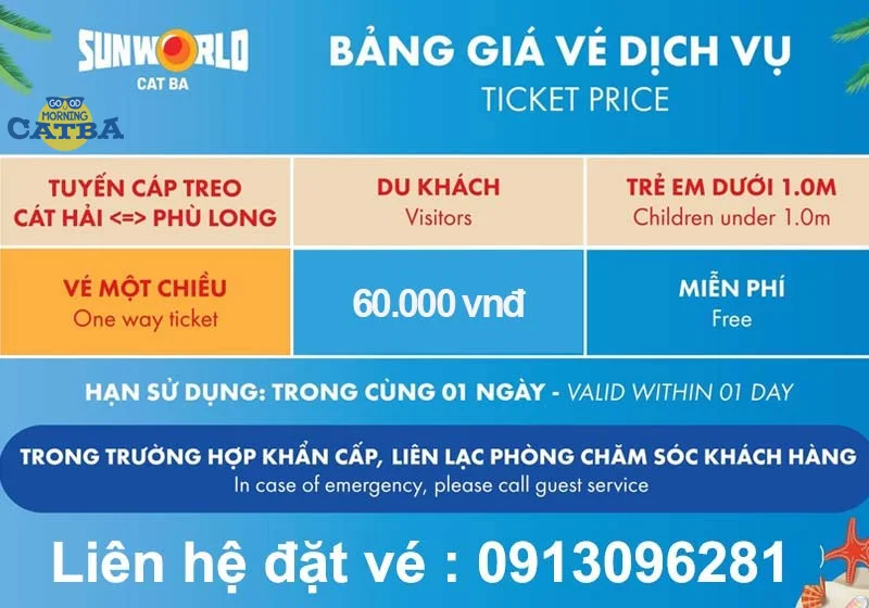 Bảng giá vé cáp treo Cát Bà 2025